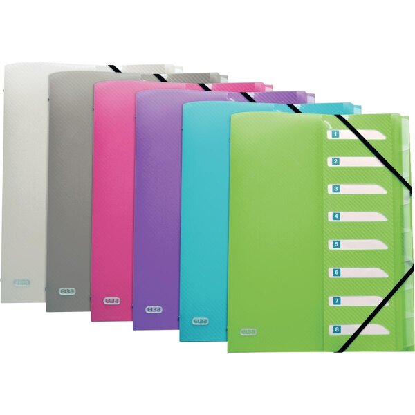 Trieur HAWAI 8 positions Polypropylène Fermeture par élastique Coloris Aléatoire ELBA