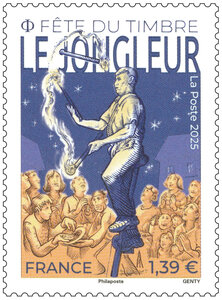 Timbre - Fête du timbre - Arts de la rue - Jongleur - Lettre verte