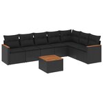 vidaXL Salon de jardin 8 Pièces avec coussins noir résine tressée