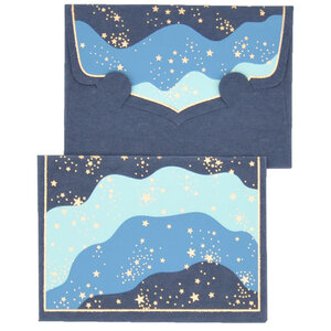 PAPERTREE STARDUST Lot de 5 Mini EnveloppesMessage + carte 8 5x6cm Bleu