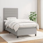 vidaXL Sommier à lattes de lit avec matelas Gris clair 100x200cm Tissu