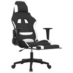 vidaXL Chaise de jeu de massage avec repose-pied Noir et blanc Tissu