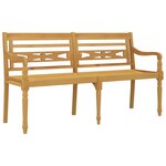 vidaXL Banc Batavia coussin à motif de carreaux gris 150cm Bois teck
