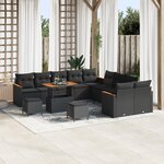 vidaXL Ensemble de Canapé de Jardin 13 Pièces avec Coussins Noir Poly Rattan Acacia