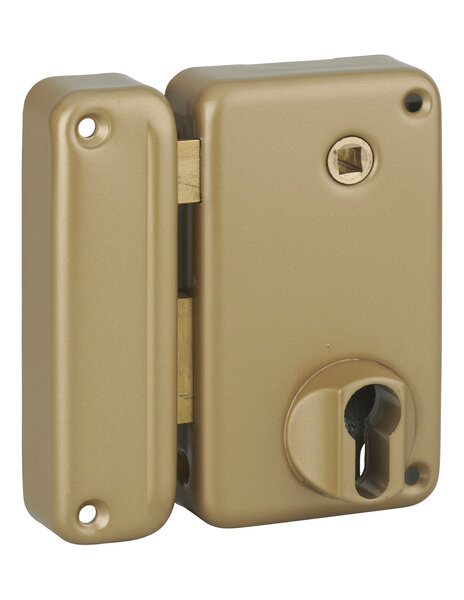 THIRARD - Boitier de serrure verticale en applique double entrée à fouillot pour entrée  droite  axe 45mm  75x130mm  or