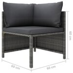 vidaXL Canapé de jardin à 4 places avec coussins Gris Résine tressée