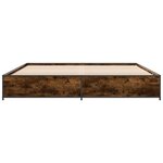 vidaXL Cadre de lit chêne fumé 200x200 cm bois d'ingénierie et métal
