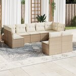 vidaXL Salon de jardin avec coussins 9 Pièces beige résine tressée
