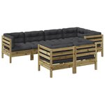 vidaXL Salon de jardin 7 Pièces avec coussins bois de pin imprégné