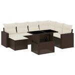 vidaXL Salon de jardin 8 Pièces avec coussins marron résine tressée