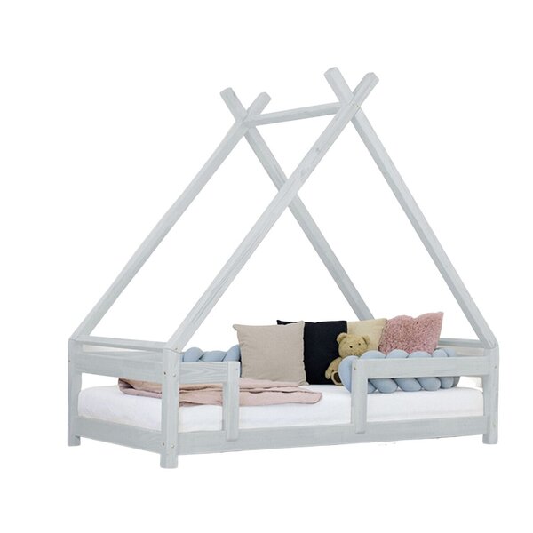 Lit cabane enfant TAHUKA 90 x 180 gris clair