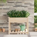 Jardinière vidaXL avec étagère 90x90x76 cm en bois massif de sapin