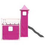 vidaXL Lit superposé avec toboggan et rideaux rose 90x190 cm