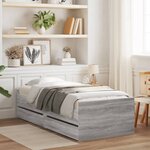 vidaXL Cadre de lit avec tiroirs sonoma gris 90x190 cm