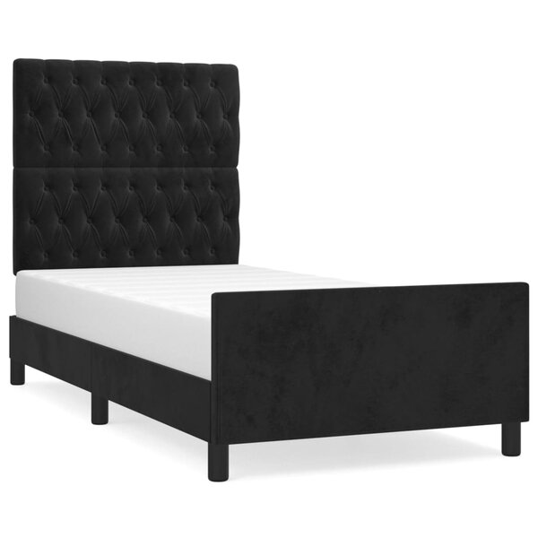 vidaXL Cadre de lit avec tête de lit Noir 90x190 cm Velours