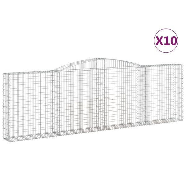 vidaXL Paniers à gabions arqués 10 Pièces 400x30x120/140 cm Fer galvanisé