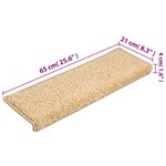 vidaXL Tapis d'escalier 15 Pièces 65x21x4 cm Marron