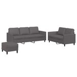 vidaXL Ensemble de canapés 3 Pièces avec coussins Gris Similicuir
