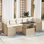 vidaXL Ensemble de canapés de jardin 8 pièces avec coussins beige en résine tressée