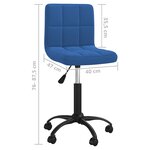 Chaise fauteuil siège pivotante de bureau informatique étude velours bleu 02_0024093