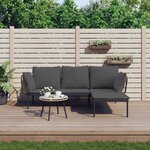 vidaXL Salon de jardin 3 Pièces avec coussins gris foncé résine tressée