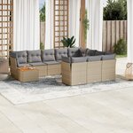 vidaXL Salon de jardin 11 Pièces avec coussins beige résine tressée