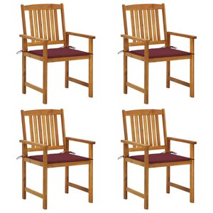 vidaXL Chaises de jardin avec coussins lot de 4 Bois d'acacia massif