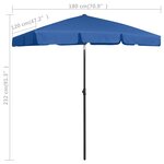 vidaXL Parasol de plage bleu azur 180x120 cm