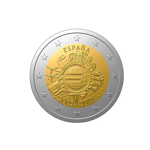 Pièce de monnaie 2 euro commémorative Espagne 2012 – 10 ans de l’euro fiduciaire