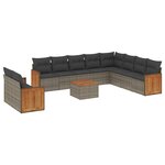 vidaXL Salon de jardin 11 Pièces avec coussins gris résine tressée