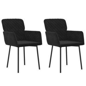 vidaXL Chaises à manger lot de 2 Noir Velours