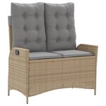 vidaXL Ensemble à manger de jardin et coussins 2 Pièces beige poly rotin