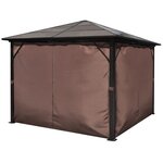 vidaXL Belvédère avec rideau Marron Aluminium 300 x 300 cm