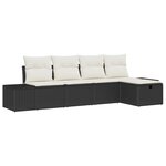 vidaXL Ensemble de Canapé de Jardin 5 pièces avec Coussins en Rattan Poly Noir