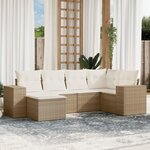 vidaXL Salon de jardin avec coussins 6 Pièces beige résine tressée