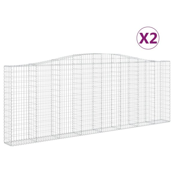 vidaXL Paniers à gabions arqués 2 Pièces 400x30x140/160 cm Fer galvanisé