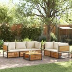 vidaXL Salon de jardin avec coussins 6 Pièces bois d'acacia solide