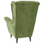 vidaXL Fauteuil à oreilles avec tabouret vert clair velours