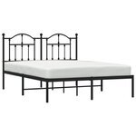 vidaXL Cadre de lit métal avec tête de lit noir 150x200 cm