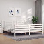 vidaXL Cadre de lit avec tête de lit blanc 200x200 cm bois massif