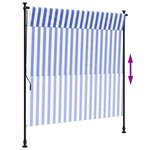 vidaXL Store roulant d'extérieur bleu et blanc 200x270 cm tissu acier