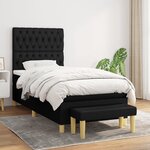 vidaXL Sommier à lattes de lit avec matelas Noir 90x190 cm Tissu