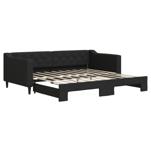 vidaXL Lit de jour avec lit gigogne noir 90x190 cm tissu