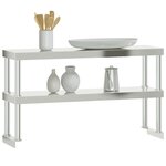 vidaXL Étagère de table de travail à 2 niveaux 110x30x65 cm inox