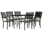 vidaXL Ensemble à manger de jardin 7 Pièces noir textilène et acier