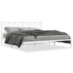 vidaXL Cadre de lit métal avec tête de lit blanc 183x213 cm