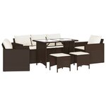 vidaXL Salon de jardin avec coussins 6 Pièces marron résine tressée