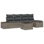 vidaXL Ensemble de Canapés de Jardin 6 Pièces avec Coussins Gris Poly Rattan