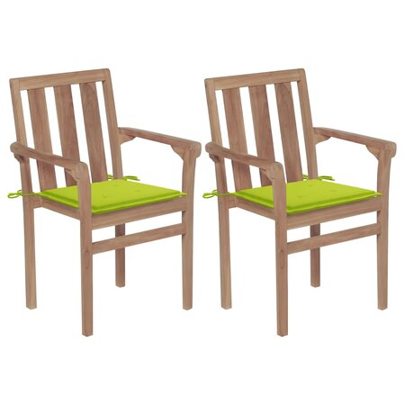 vidaXL Chaises de jardin 2 Pièces avec coussins vert vif Bois de teck