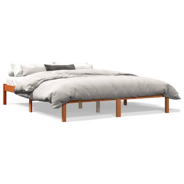 vidaXL Cadre de lit sans matelas cire marron 150x200cm bois pin massif